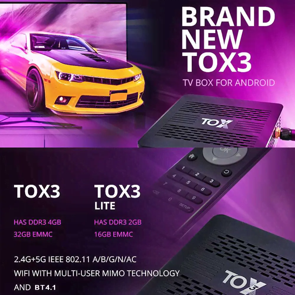2023 TOX3 Amlogic S905X4 4 ГБ 32 ГБ ТВ-приставка Android 11 Wi-Fi 1000M BT 4K Медиаплеер Поддержка Dolby Atmos AV1 DLNA-3