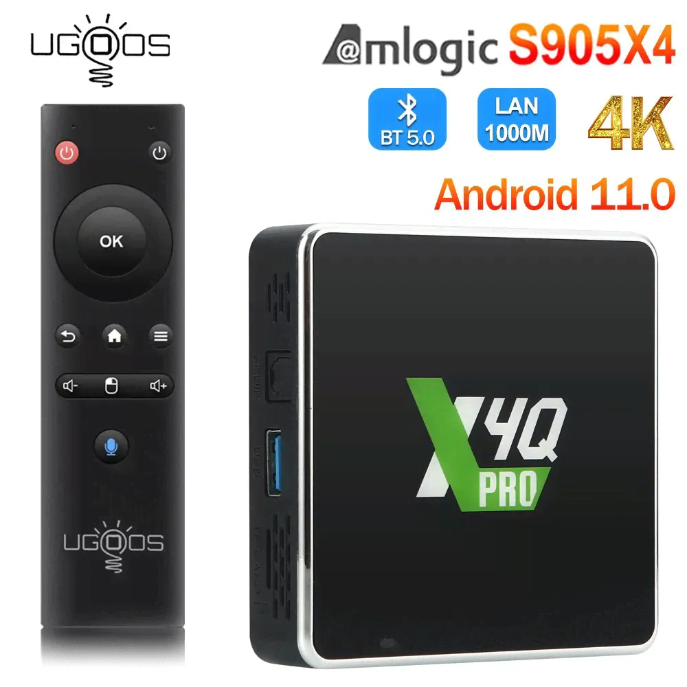 Ugoos Медиаплеер X4Q Android, 4 ГБ/32 ГБ, Bluetooth, Wi-Fi, черный