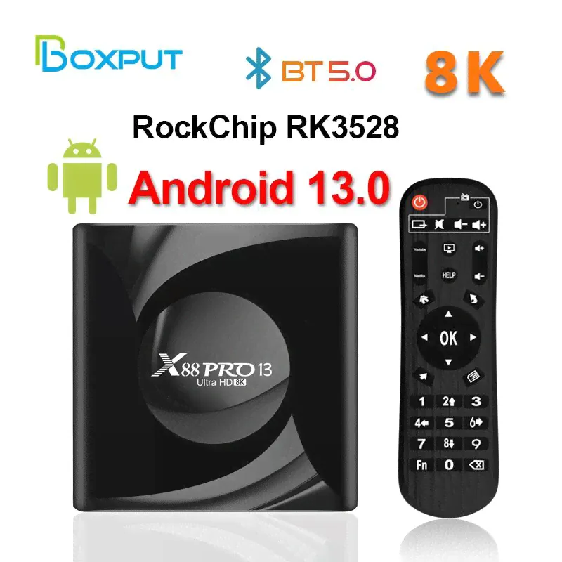 BOXPUT Медиаплеер X88 PRO 13 Android, 4 ГБ/32 ГБ, Wi-Fi, Bluetooth, черный