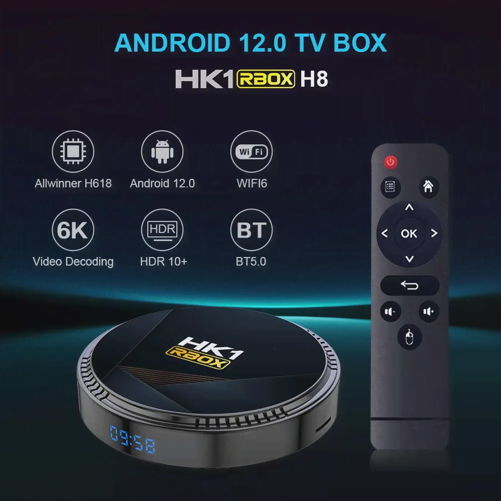 HK1 RBOX H8 Android 12 TV Box Allwinner H618 6K 2,4G 5G Wifi 6-4 ГБ 128 G 64 GB 32 GB 16G BT5.0 Глобальный медиаплеер Приемник HK1rbox-0